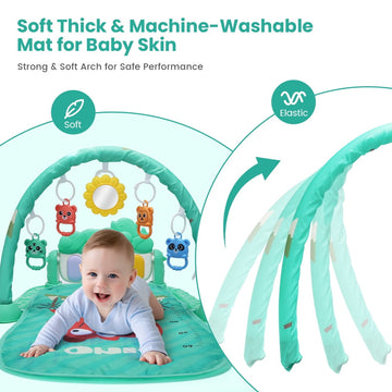 JoyStone Baby Play Mat Baby Gym, Baby Toy Play Mat Activity Center Baby Piano Music Lights for Boys and Girls Newborn Baby Gift 0-12 Months, Green