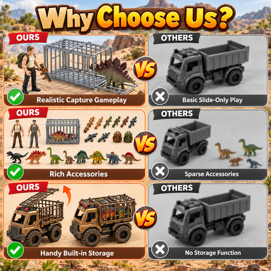 WonderStone Dinosaur Carrier Truck, Transport Vehicle with Army Soldier Toys and 8 Dinosaurs, Push-and-Go Toy Car, Gift for Boys and Toddlers Ages 3-8