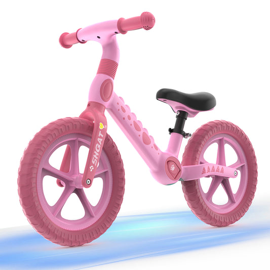 JoyStone Balance Bike Toys for Toddlers 18+ Months, Dinosaur Balance Bike with Adjustable Handlebar and Seat, No Pedals Bike Gift for Kids, Pink