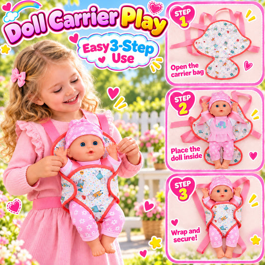 WonderStone Baby Doll Set , 12.5 Inch Baby Doll with 10 Accessories, Potty & Bag, Pretend Play Toy for Toddlers