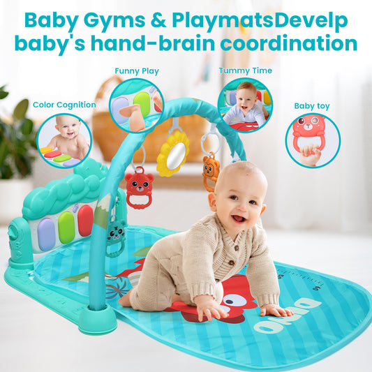 JoyStone Baby Play Mat Baby Gym, Baby Toy Play Mat Activity Center Baby Piano Music Lights for Boys and Girls Newborn Baby Gift 0-12 Months, Green