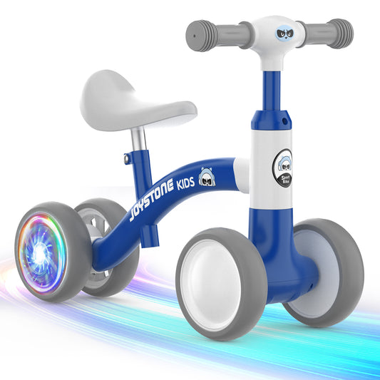 JoyStone Colorful Lighting Baby Balance Bike, No Pedal 4 Silence Wheels & Soft Seat, Adjustable Handlebar Seat, Toys for 1 Year Old Boy Girls Gifts, Blue