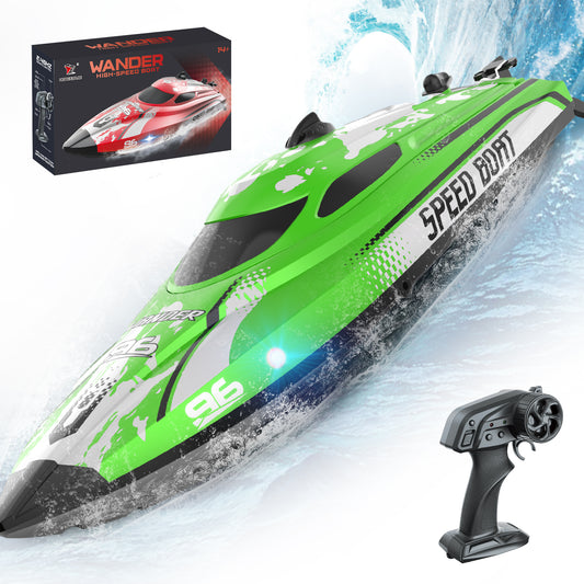 JoyStone RC Boat with Led Lights 20KM/H 2.4 GHz Fast Racing Boat 3 Batteries Low Battery Alarm Toys Gifts for Kids & Adults Outdoor Play