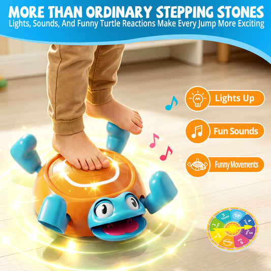 WonderStone Stepping Stones for Kids, Turtle 6 PCS Stepping Stone Kit with Sound Effects and Lights, Non-Slip Balance Board Sensory Toy for Kids Ages 3–5