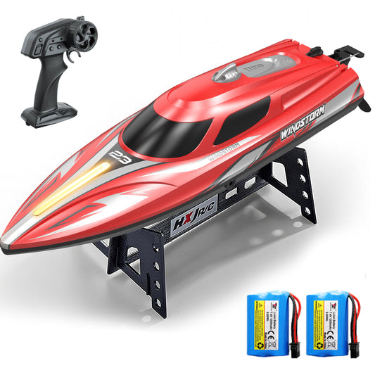JoyStone 20+ mph RC Boat for Pool & Lakes, 14 inch Remote Control Boat with LED Lights, 2 Batteries 40Mins, Pool Toys for Adults & Kids (Red)