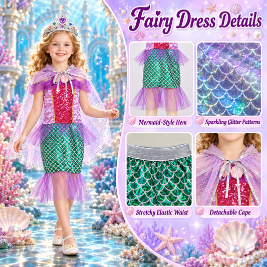 Wonderstone Princess Dress Up for Girls, Toddler Dress Up with Shoes Kids Princess Toys Jewelry Boutique Kit, Pretend Beauty Birthday Gifts for 3 4 5 6 Year Old Girls, Purple
