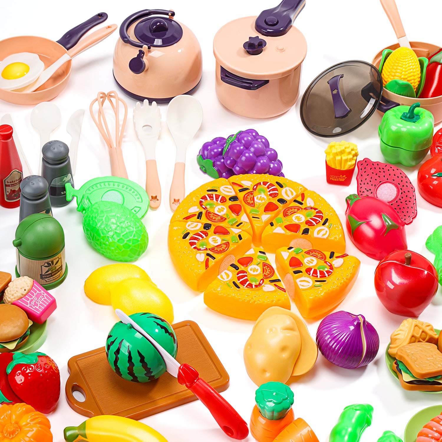 JoyStone Kids Kitchen Pretend Play Toys Play Cooking Set Cookware Pots and Pans Playset Peeling Cutting Play Food Toys Learning Gift for Toddlers Girls Boys