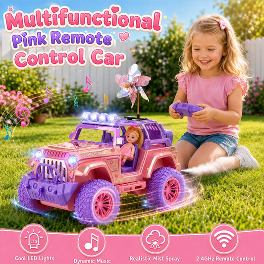 WonderStone 1:16 Remote Control Car with Spray Function, 2.4GHz RC Truck with 2 Batteries, LED Lights and Sound, Off-Road Racing Vehicle for Boys & Girls Ages 3–10