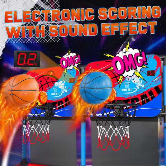 JoyStone Kids Basketball Arcade Game With LED Scoring and Sounds, Dual Shot Basketball Game for 2 Players with 6 Balls, Indoor Outdoor Basketball Toy Set for Toddlers