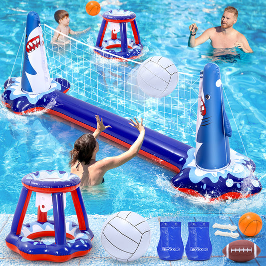 JoyStone Inflatable Volleyball Net Pool Float Set, 120'' Volleyball Net, Extra Large Floating Swimming Game Toy, Summer Pool Game Floaties for Kids and Adults