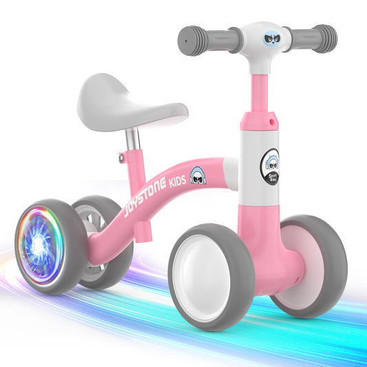 JoyStone Baby Balance Bike, No Pedal 4 Silence Wheels & Soft Seat, Adjustable Handlebar Seat, Toys for 1 Year Old Boy Girls Gifts, Pink