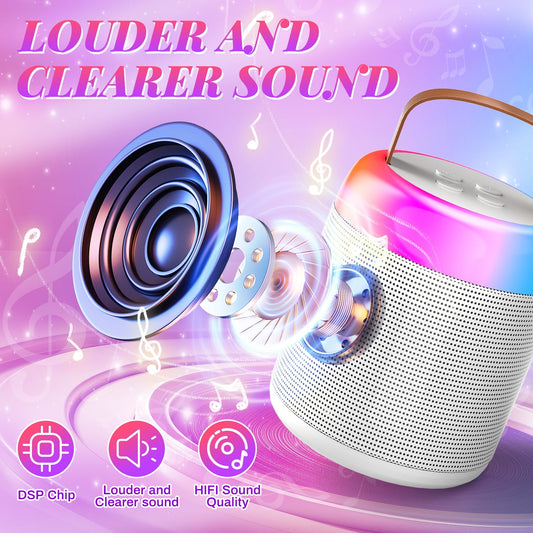 JoyStone Karaoke Machine with 32G Card, 2 Wireless Microphones Portable Bluetooth 5.3 Speaker Led Lights for Kids, Karaoke Toys Gifts for Girls 4-10 Year Old Christmas