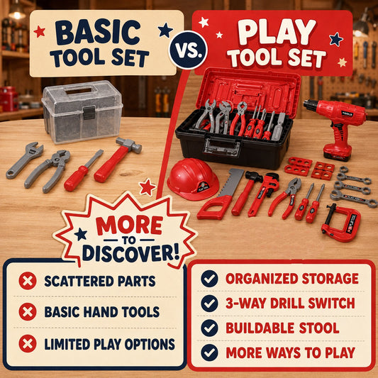 JoyStone 69 PCS Kids Tool Set with Portable Toolbox, Toy Power Drill, Hard Hat & Vest, Pretend Play Construction Toys for Boys and Girls