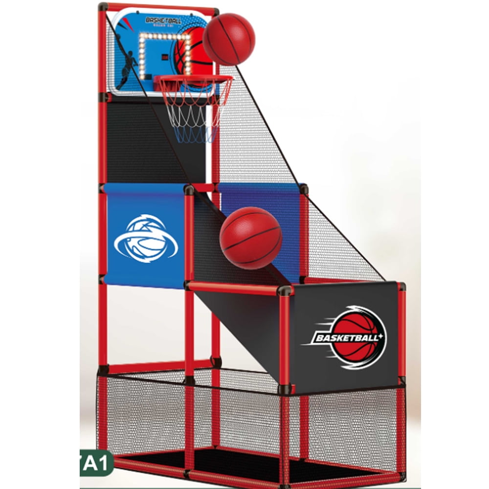 JoyStone Kids Arcade Basketball Game With Electronic Scoreboard and LED Lights, Indoor/Outdoor Basketball Hoop With 4 Balls, Basketball Game Toys Gifts for Boys and Girls (Red)