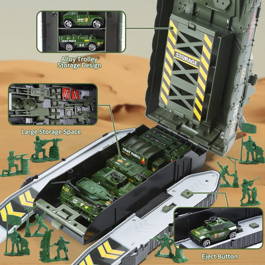 JoyStone Military Vehicles Sets Battle Tank Toy with Realistic Light and Sound 4 Pack Mini Alloy Die-Cast Army Cars Great Gift for Kids and Toddlers