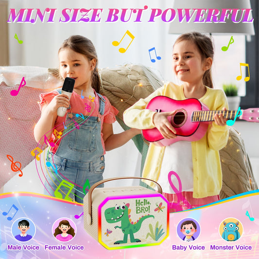 JoyStone Mini Karaoke Machine with 32G Card, Portable Bluetooth Speaker with Wireless Microphone,Led Lights, Kids Music Player Toys for Girls and Boys 3-8+ Years Old, Teens Birthday, Green