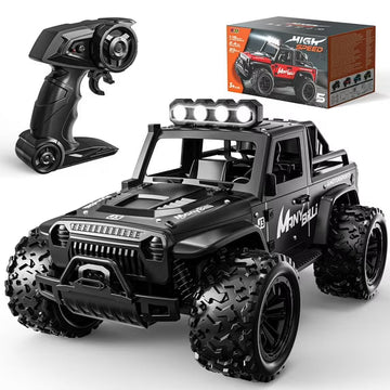 WeFone RC Car, 20KM/H Speed 1:16 Off-Road RC Truck with LED Lights, 2 Batteries, Outdoor Play, Best Gift for Kids 3+