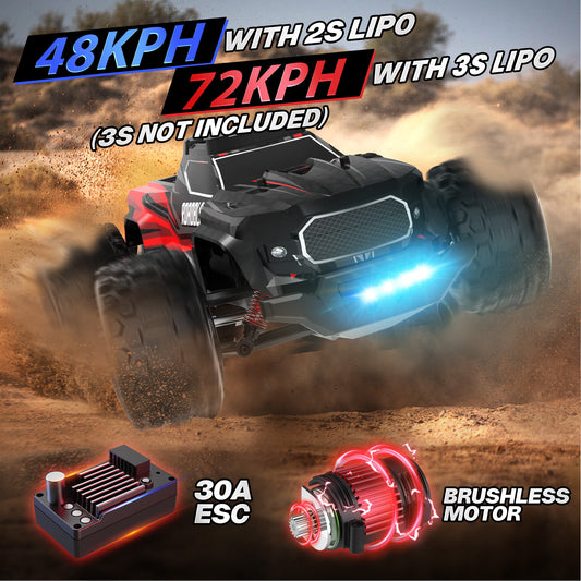 High Speed Remote Control Car 40+ KM/H for Adults 4WD Off Road RC Monster Truck 1:18 Scales 2.4GHz All Terrains Toy for Kids with 2 Batteries