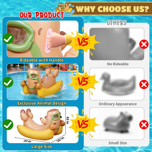 WonderStone Inflatable Water Animal Hog Pool Floats, Large Ride-On Water Raft for Adults & Kids, Fun Summer Beach Party Decoration & Pool Toy
