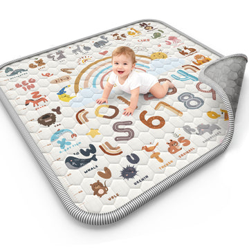 WonderStone Baby Play Mat for the Floor, 50" x 50" Tummy Time Mat, Playpen Mat for Babies, Toddlers, Infants 0-6 Months