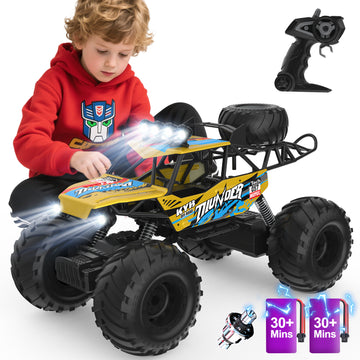 JoyStone RC Cars Remote Control Car 1:14 Off Road Monster Truck,Metal Shell 4WD Dual Motors LED Headlight Rock Crawler, with 2 Batteries for 90 Min Play,Boy Adult Gifts(Red)