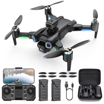 Mini Drone for Kids 12+, CS15 Foldable Drones with HD Camera, Headless Mode, LED Lights, 2 Batteries, Black