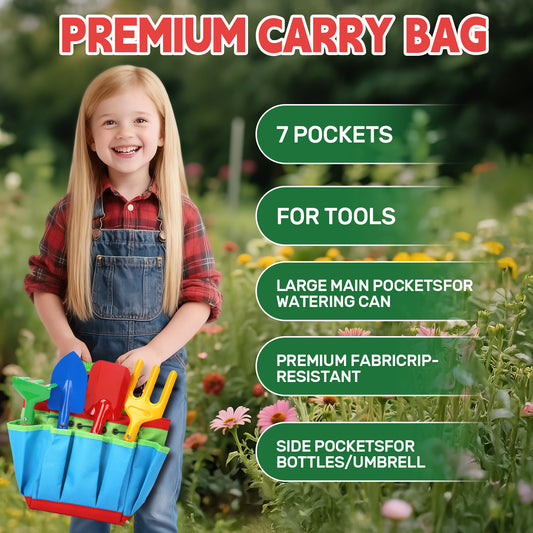 JoyStone Kids Gardening Set with Dinosaur Watering Can, Apron, Gloves & Tote Bag, Outdoor Pretend Play Garden Tools for Toddlers, Boys & Girls Ages 3+