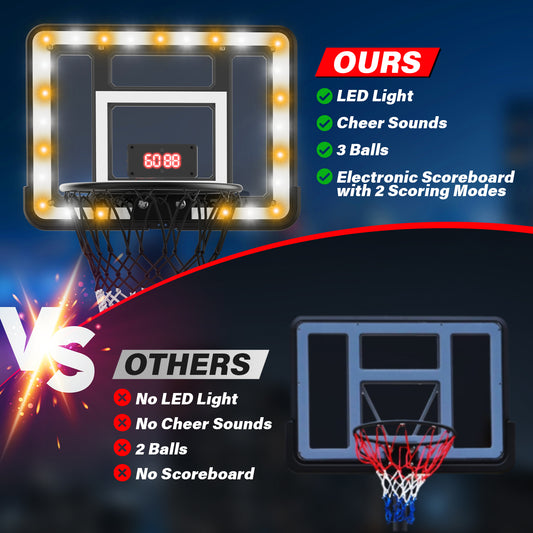JoyStone Kids Basketball Hoop with Electronic Scoreboard Stand Adjustable Height 3.5-6 FT for Young Kids Play Indoor and Outdoor Metal Hoop