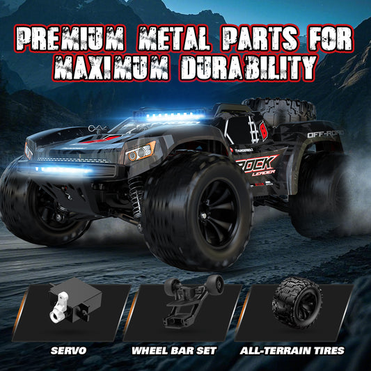Large Brushless RC Car for Adults, Max 70+ KM/H High Speed Monster Truck, 1:16 Hobby Electric RC Truck, Off-Road All Terrain 2.4Ghz, Black & Red