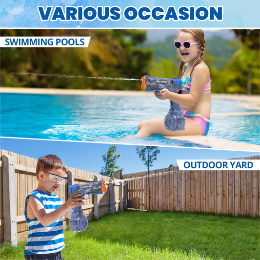 JoyStone Electric Water Blaster for Kid/Adult, Transparent Automatic Squirt Blasters High Powered IP67 Waterproof, Long-Range Shooting Water Squirters Toys for Pool/Beach/Yard/Party Play