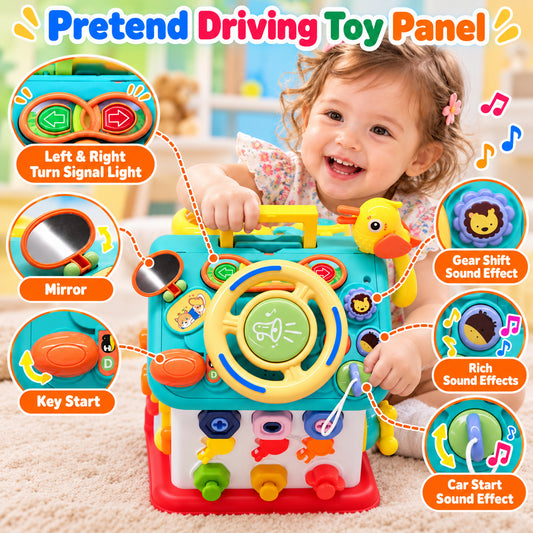 WonderStone 16-in-1 Montessori Busy House, Toddler Early Learning Activity Cube for 6 Months–3 Years Old
