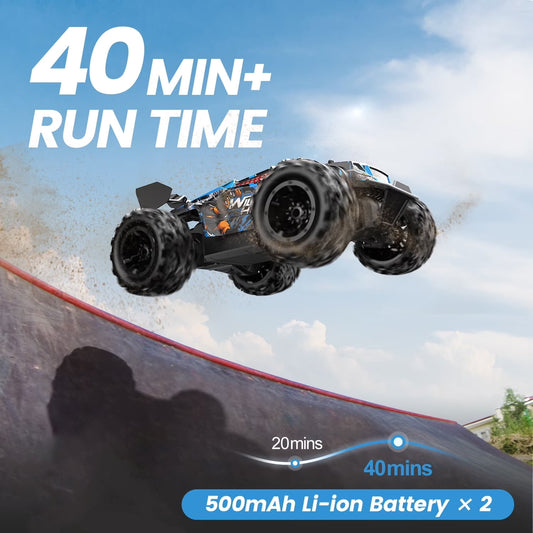 JoyStone Remote Control Car, 1:18 Remote Control Monster Truck All-Terrain 2.4GHz RTR RC Cars W/ 2 Batteries for Kids Toys Gift, Black & Blue