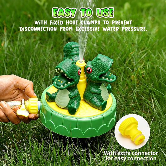 JoyStone 2-in-1 Dinosaur Water Sprinkler & Baseball Toy for Kids - 360 Degree Spray & Batting Game with 4 Balls, Summer Outdoor Backyard Gift for Toddlers Boys Girls