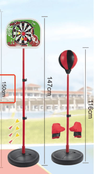 JoyStone 2 in 1 Kids Basketball Hoop and Punching Bag, Adjustable Stand with Boxing Gloves & 2 Balls, Toddler Basketball Hoop and Boxing Bag Set Toy for Outdoor Indoor Sports Games