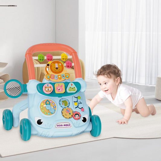 JoyStone Baby Walker with Music Piano and Activity Toys, Educational Push Walker for Infants 6-12 Months (Blue)