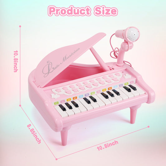 JoyStone 24 Keys Toy Piano for Girls, Cute Piano for Kids with Built-in Microphone & Music Modes, Preschooler Music Learning Popular Piano Toys, Birthday Christmas Gift for Kids Aged 3-6+, Pink