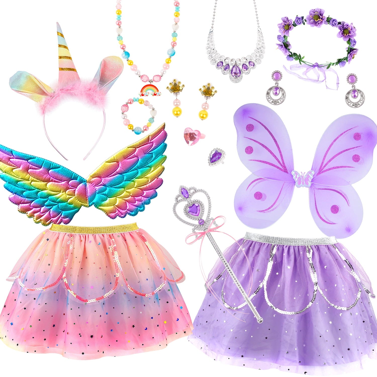 JoyStone 18 PCS Princess Dress Up Toys for Toddler Girls, Butterfly Wings, Presents Jewelry Toys for Toddler Girls 3-6 Years