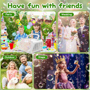 JoyStone Upgraded Bubble Machine, Automatic Bubble Machine for Kids 20000+ Bubbles Per Minute with 2 Fans, Bubble Maker for Outdoor Indoor Birthday Wedding Party, White