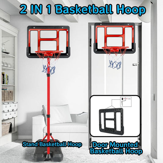 JoyStone Kids Basketball Hoop - Adjustable Height 2.9ft-6.2ft Toddler Basketball Hoop for Kids, Kids Basketball Goal Indoor & Outdoor Toys Backyard Outside Toys for Boys Age 3 4 5 6 7 8 Years Gift