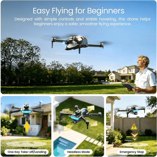 JoyStone Foldable Drone with 1080P Camera for Adults, RC Quadcopter with 4.3″ HD Screen Controller, Brushless Motor, Obstacle Avoidance, Optical Flow, 2 Batteries, Gift for Beginners
