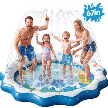 Wonderstone 66" Sprinkler Splash Pad for Kids, 5FT PVC Baby Play Mat, 0.22mm Non-Slip Thickened Pool, Outdoor Toys for Girls and Boys Ages 4-8, Blue