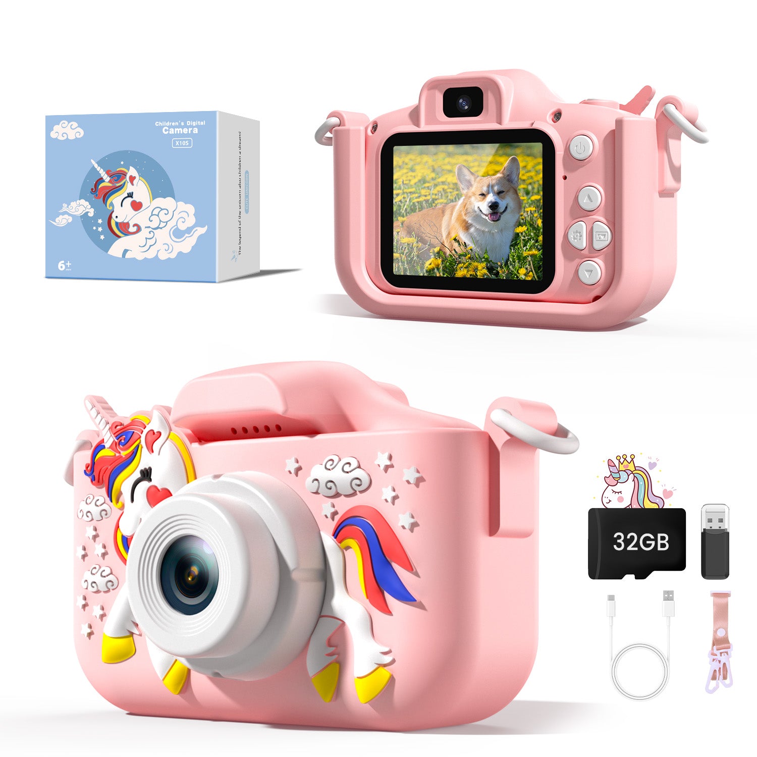 JoyStone Kids Camera Toys with 1080P Video for 3-12 Year Old, Chritmas Birthday Gifts for Kids, 32GB SD Card & Silicone Cover