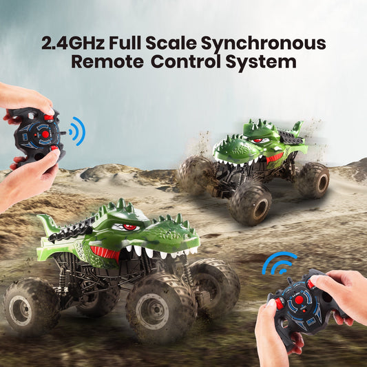 2.4GHz Remote Control Dinosaur Car Toys for Kids Boys, RC Dinosaur Car Toys, Indoor Outdoor All Terrain Electric RC Car Toys Gifts for 3 4 5 6 7 8 9 10 11 12 Boys Kids