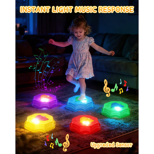 JoyStone 13PCS Balance Beam Stepping Stones Set for Kids, Stepping Stones with Music & Light-Up, Indoor Outdoor Sensory Toy for Toddlers Boys Girls Gifts