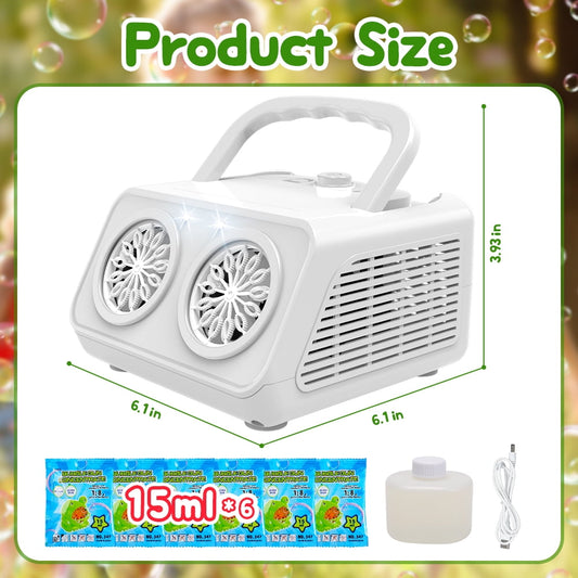 JoyStone Upgraded Bubble Machine, Automatic Bubble Machine for Kids 20000+ Bubbles Per Minute with 2 Fans, Bubble Maker for Outdoor Indoor Birthday Wedding Party, White