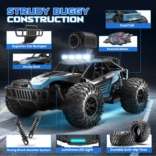 RC Car with 1080P FPV Camera, 2.4Ghz Remote Control Car, 1:16 Scale Off-Road High Speed Remote Control Truck for Kids Adults 2 Batteries for 60 Min Play