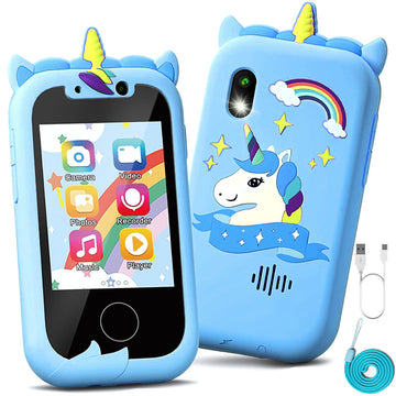 JoyStone Kids Smart Phone, 2.4" Touchscreen Toddler Learning Play Toy Phone with Dual Camera, Game, Music Player, Learning Toy Christmas Birthday Gifts for 3-9 Year Old Girls, Blue