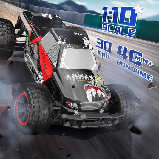 1:10 Scale High Speed RC Cars, 50+ KM/H Hobby Grade 4WD Off Road Monster Remote Control Truck for Adults Boys with 2 Batteries