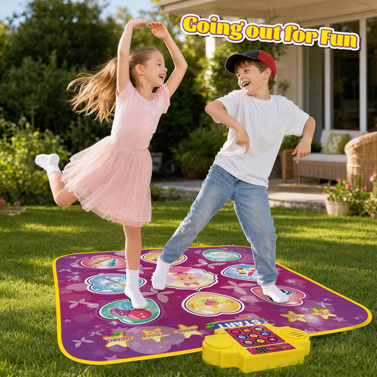 JoyStone Dance Mat for Kids, Rhythm Step Play Mat with LED Lights, Built-in Music, 8 Challenge Levels, Musical Dance Game Toy Gift for Girls Boys, Purple