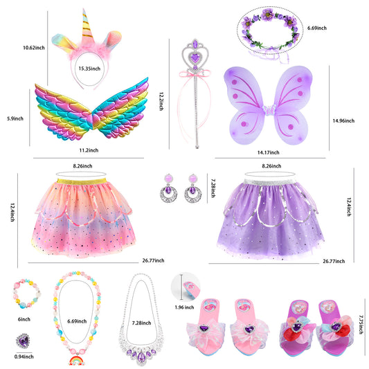 JoyStone 18 PCS Princess Dress Up Toys for Toddler Girls, Butterfly Wings, Presents Jewelry Toys for Toddler Girls 3-6 Years